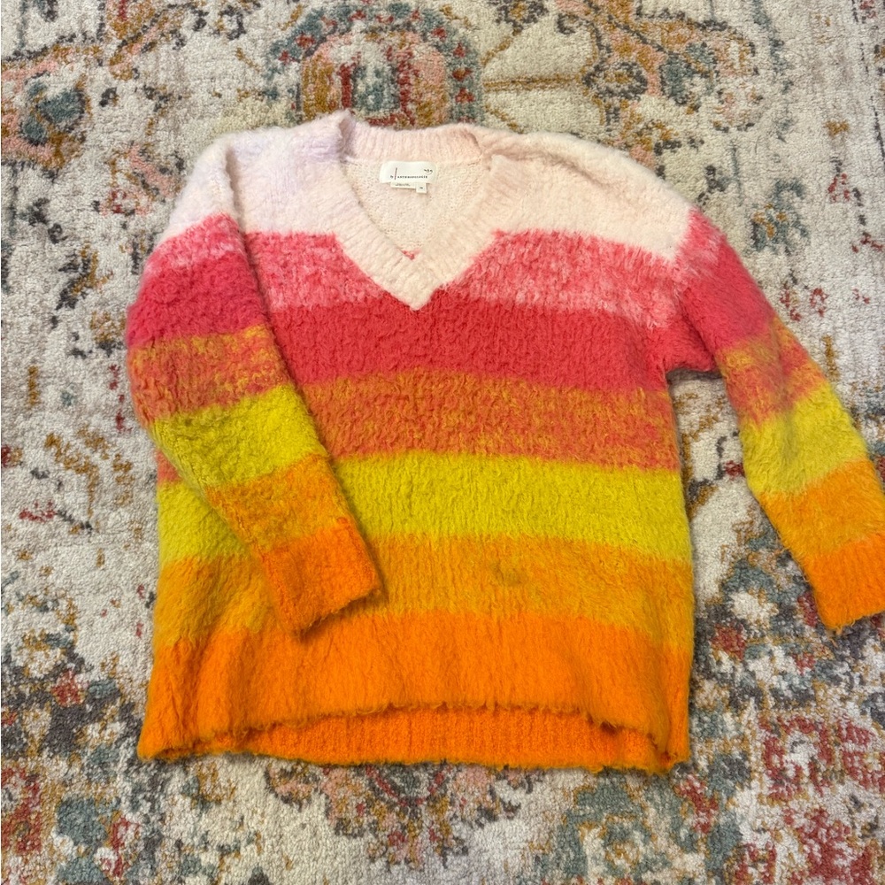 Anthropologie |Striped V-Neck Sweater